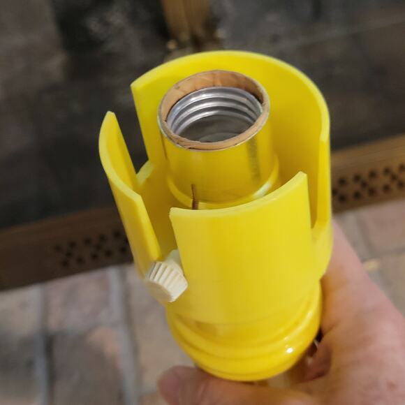 Retro Lamp Yellow Plastic Faux Wicker Shade - Picture 8 of 9